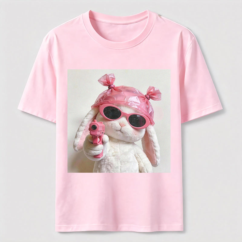 PetTaxClub Pink Rebel Bunny Washed T-Shirt