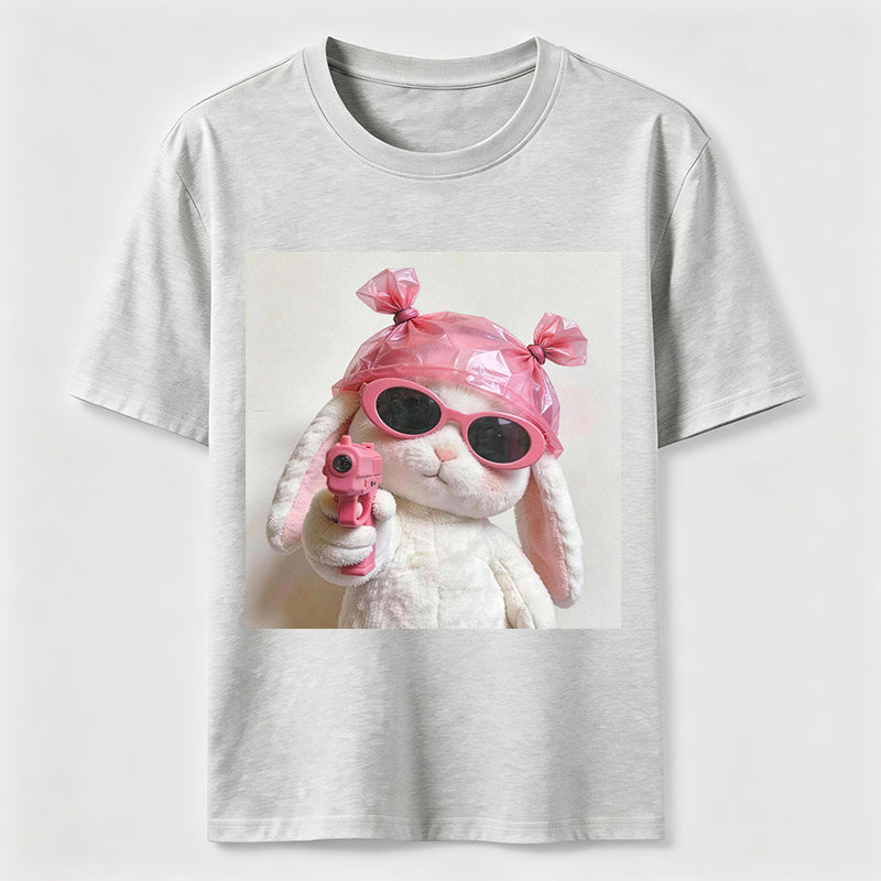 PetTaxClub Pink Rebel Bunny Washed T-Shirt