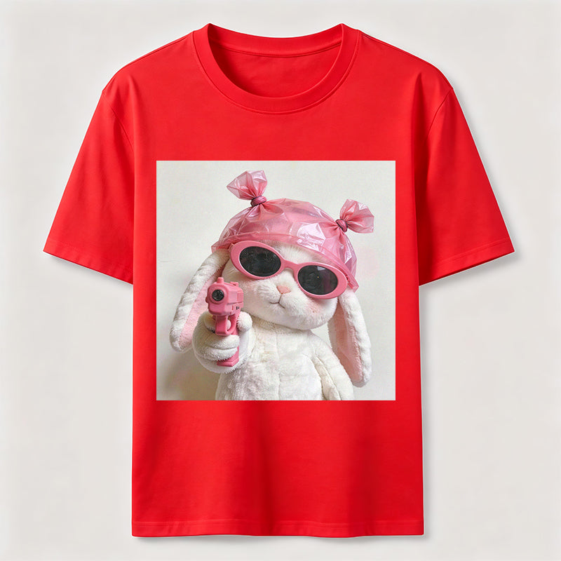 PetTaxClub Pink Rebel Bunny Washed T-Shirt