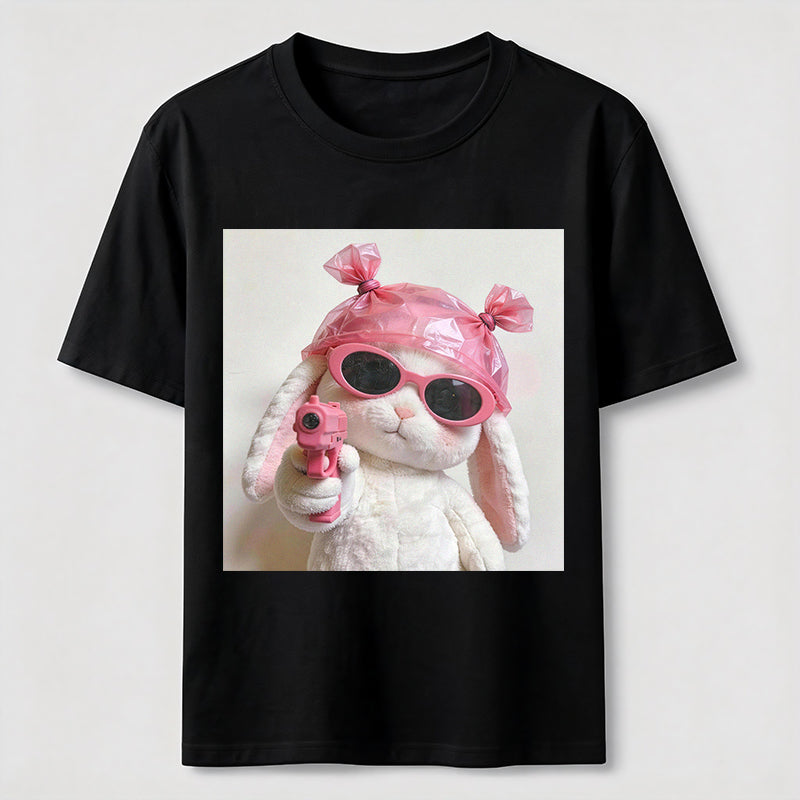 PetTaxClub Pink Rebel Bunny Washed T-Shirt