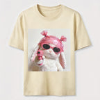 PetTaxClub Pink Rebel Bunny Washed T-Shirt
