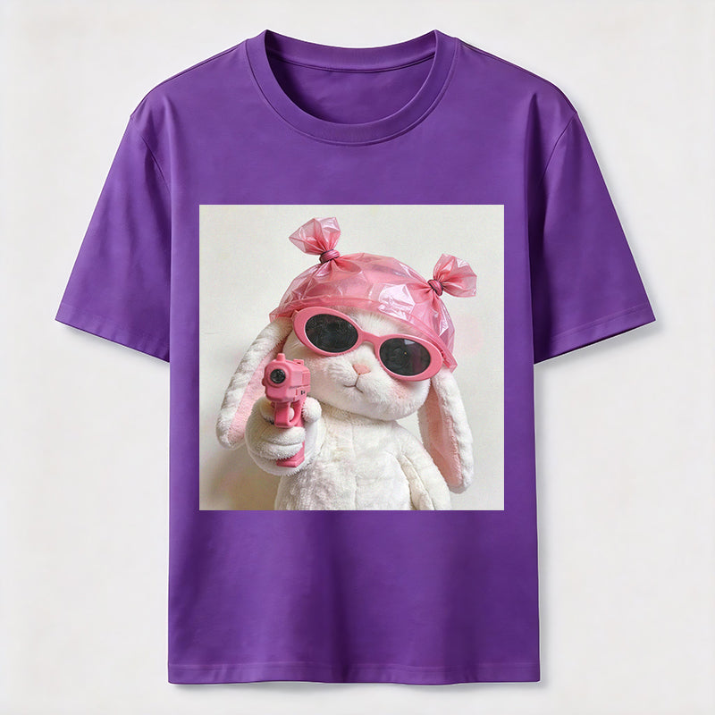 PetTaxClub Pink Rebel Bunny Washed T-Shirt