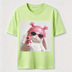 PetTaxClub Pink Rebel Bunny Washed T-Shirt