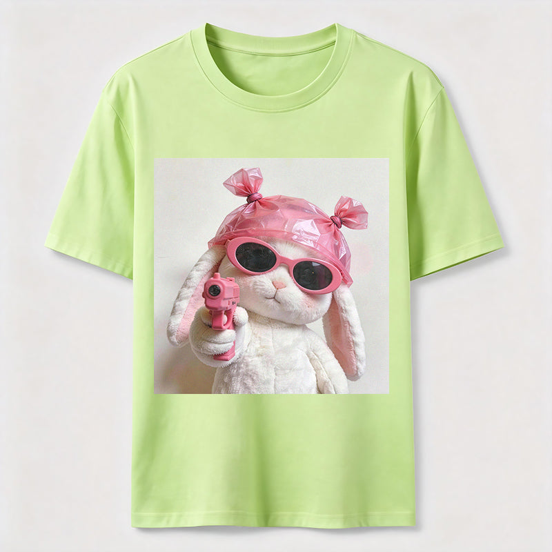 PetTaxClub Pink Rebel Bunny Washed T-Shirt