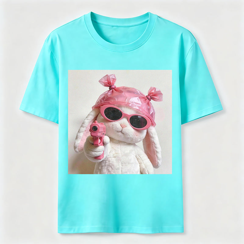 PetTaxClub Pink Rebel Bunny Washed T-Shirt