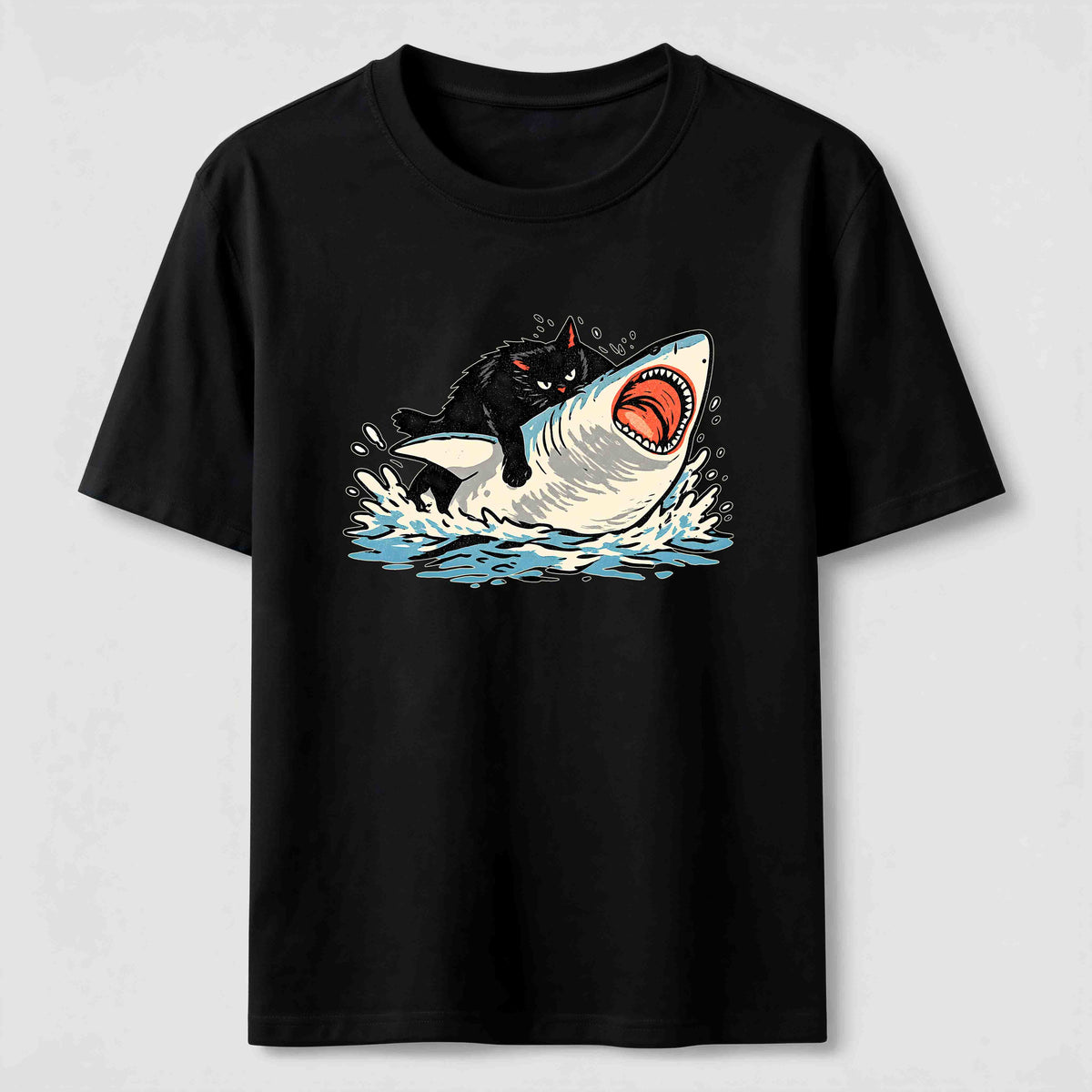 PetTaxClub Cat Riding Shark Classic T-Shirt