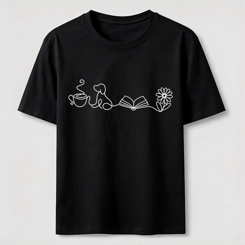 PetTaxClub Coffee Dog Books Flowers Classic T-Shirt