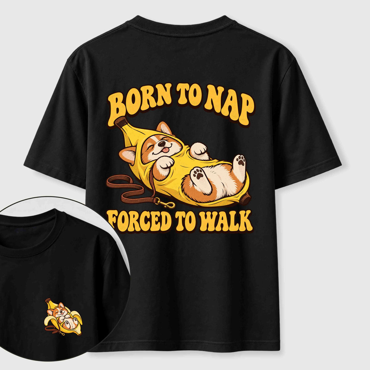 PetTaxClub Born to Nap Corgi Classic T Shirt （Two Sided Print）
