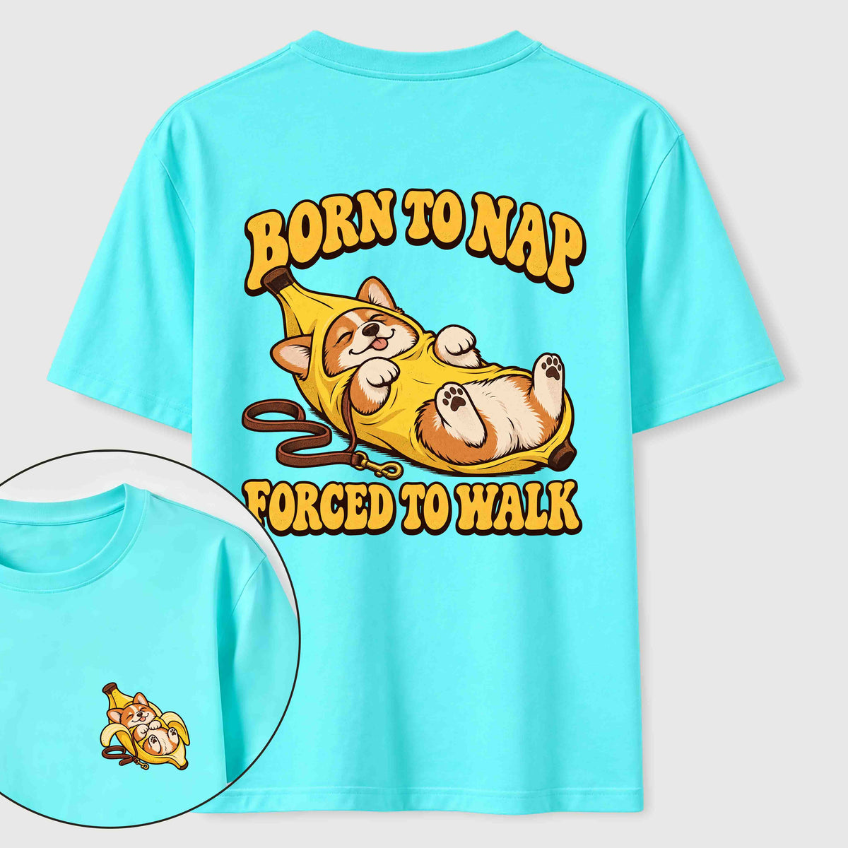 PetTaxClub Born to Nap Corgi Classic T Shirt （Two Sided Print）