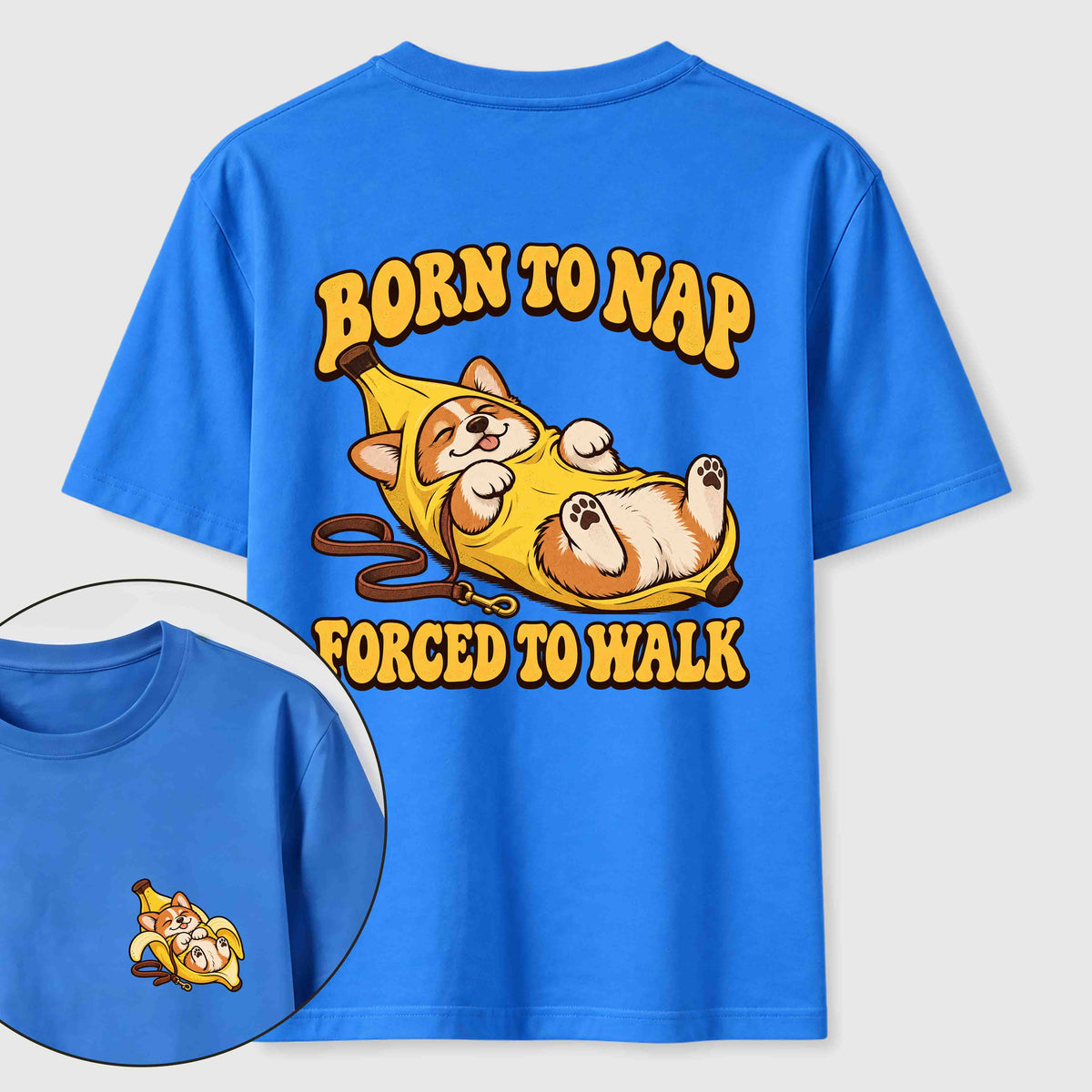 PetTaxClub Born to Nap Corgi Classic T Shirt （Two Sided Print）