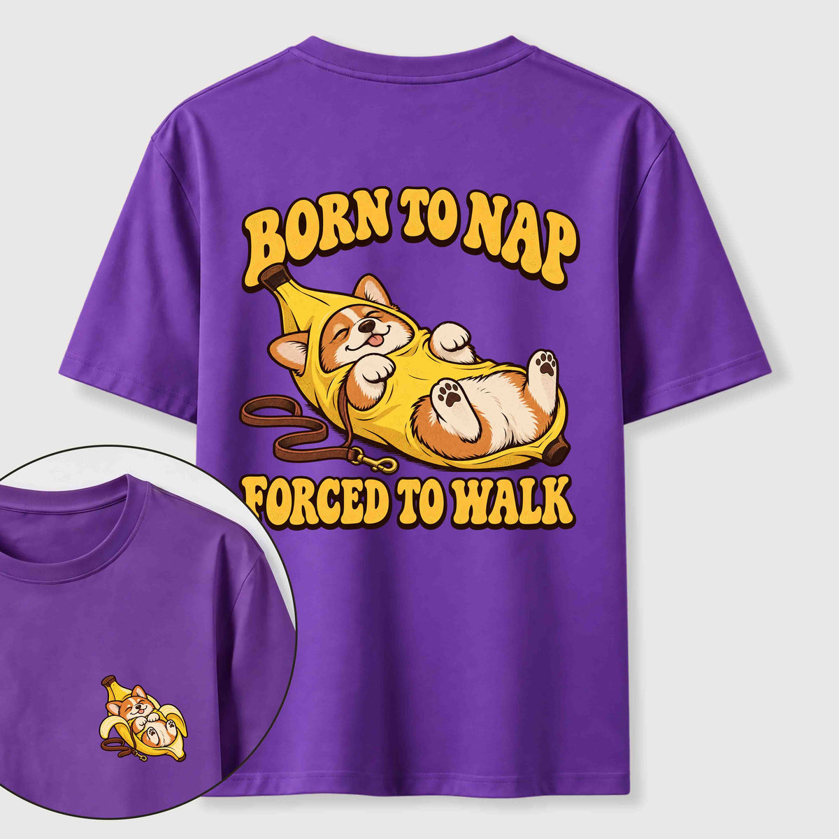 PetTaxClub Born to Nap Corgi Classic T Shirt （Two Sided Print）