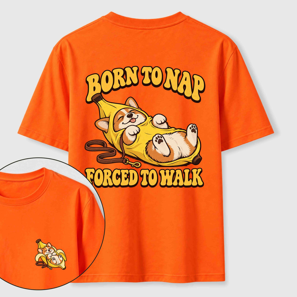 PetTaxClub Born to Nap Corgi Classic T Shirt （Two Sided Print）