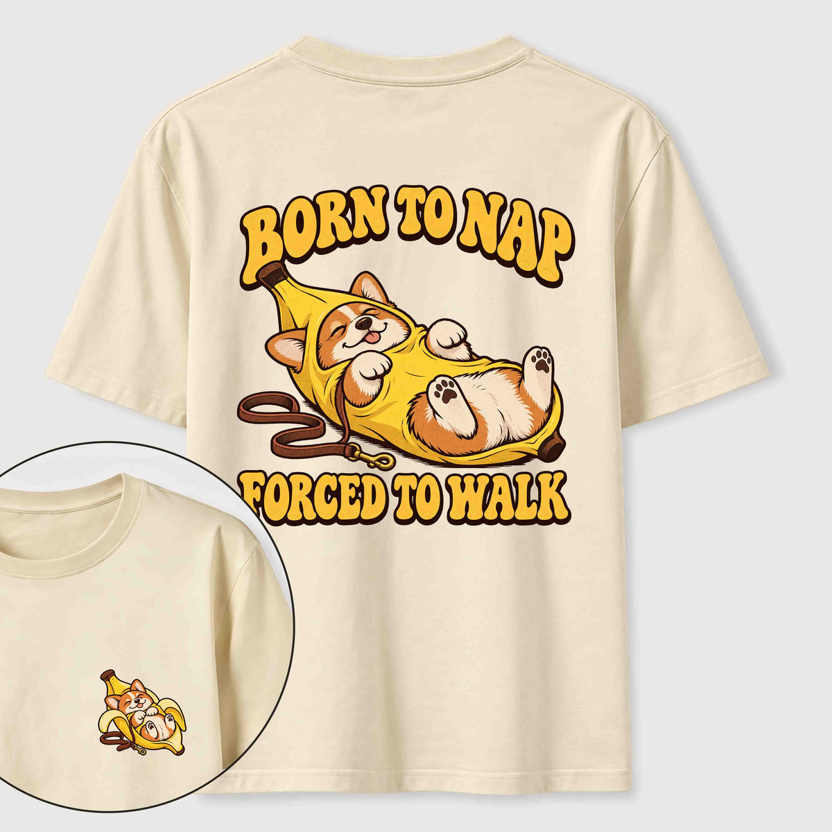 PetTaxClub Born to Nap Corgi Classic T Shirt （Two Sided Print）