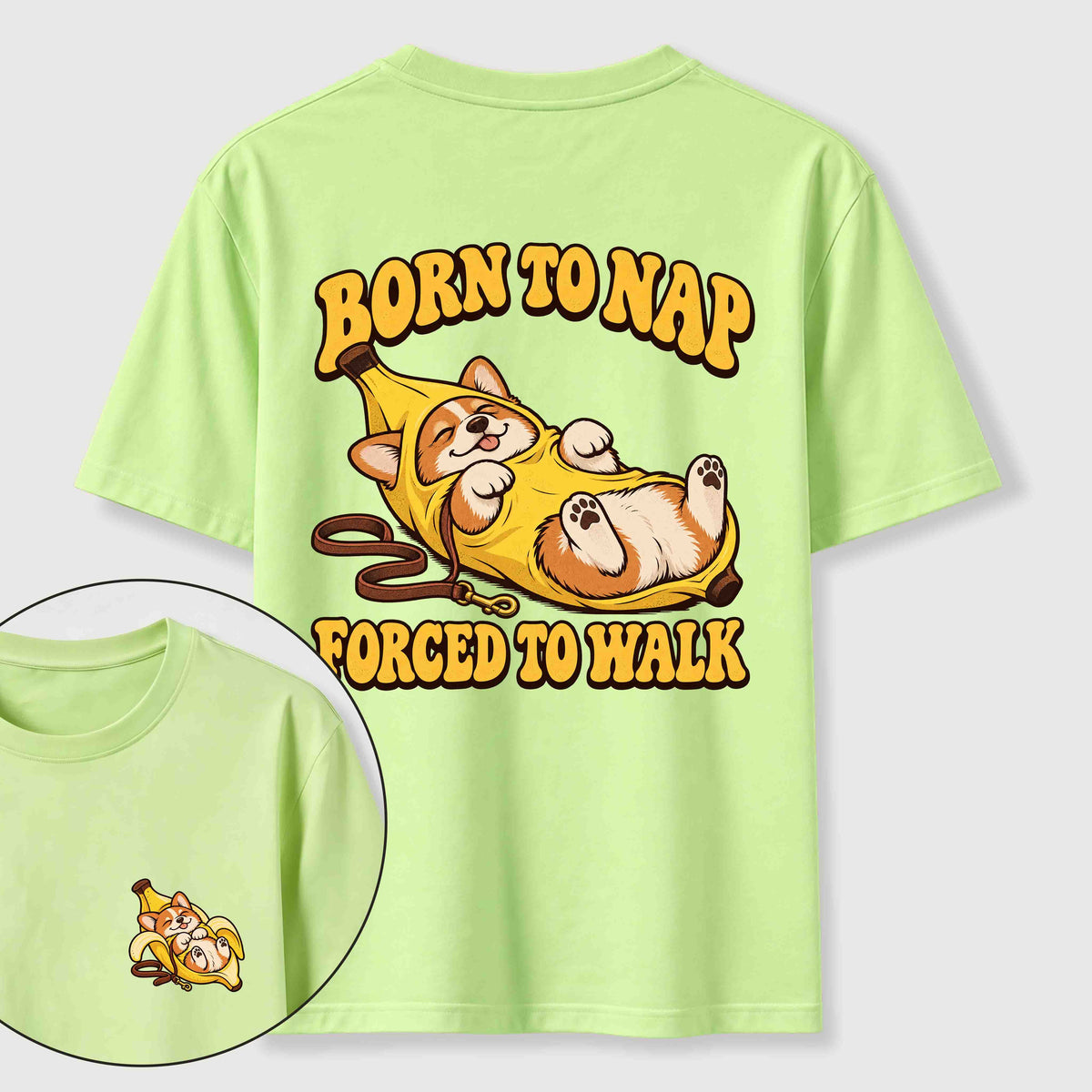 PetTaxClub Born to Nap Corgi Classic T Shirt （Two Sided Print）