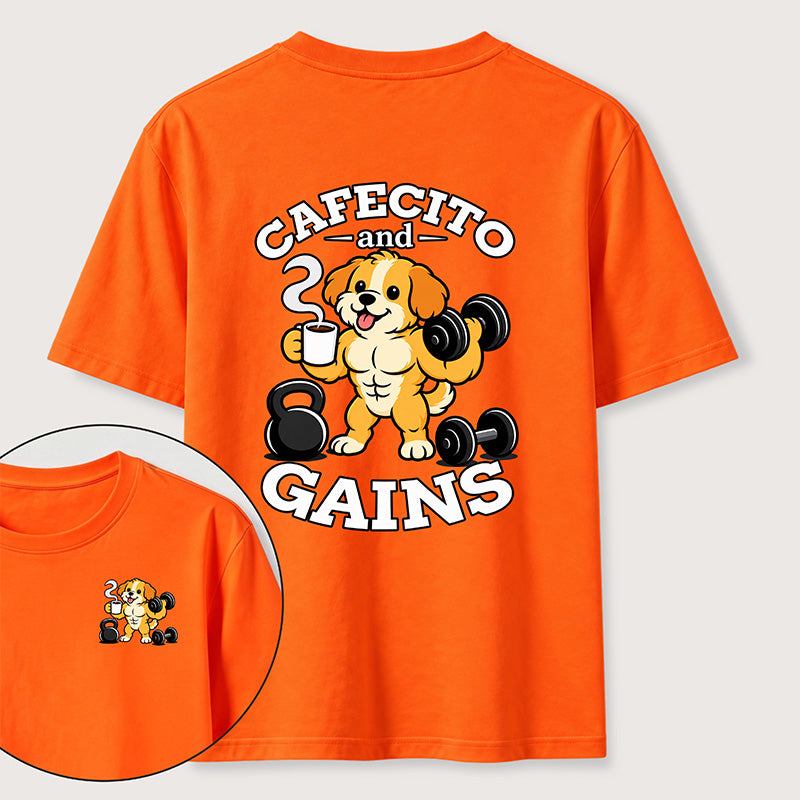 PetTaxClub Cafecto and Gains Dog Classic T Shirt （Two Sided Print）