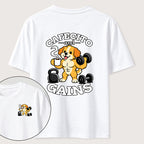 PetTaxClub Cafecto and Gains Dog Classic T Shirt （Two Sided Print）