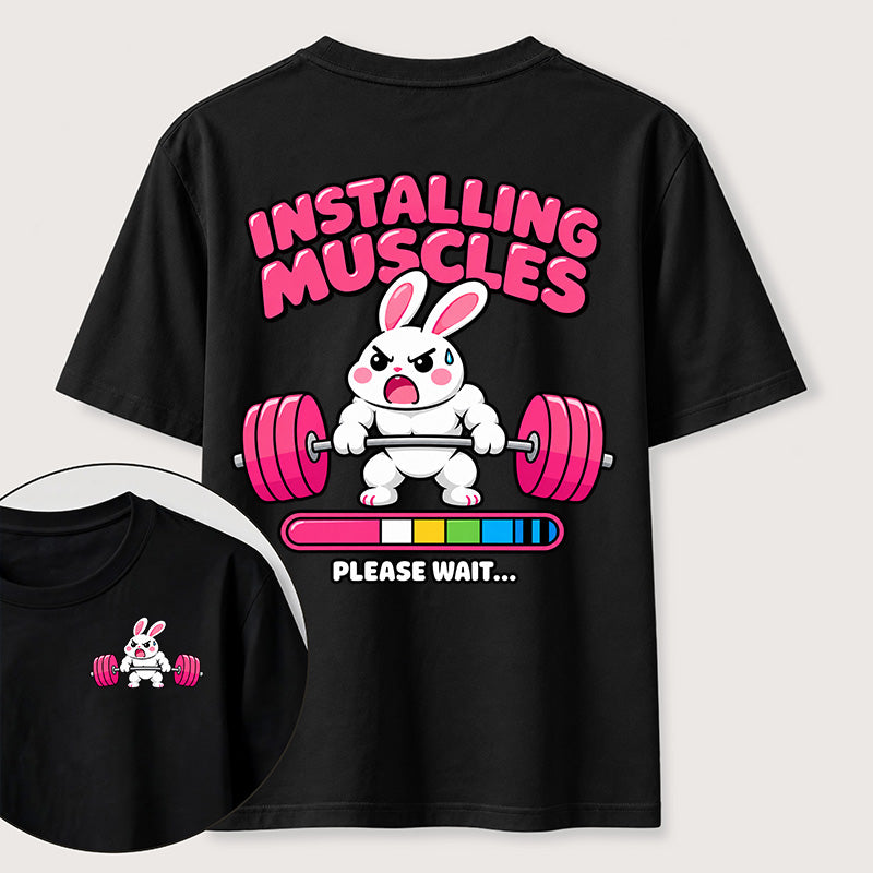 PetTaxClub Installing Muscles Rabbit Classic T Shirt （Two Sided Print）