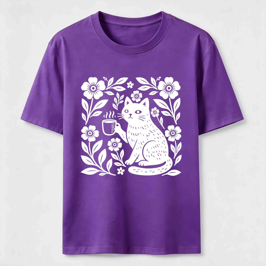 PetTaxClub Coffee Cat Floral Classic T-Shirt