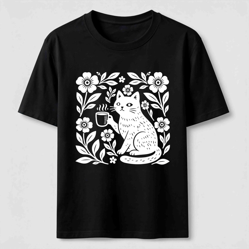 PetTaxClub Coffee Cat Floral Classic T-Shirt