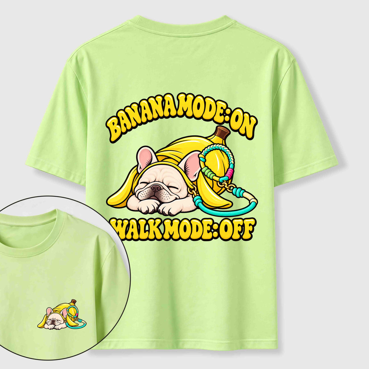 PetTaxClub Banana Mode French Bulldog Classic T-Shirt（Two Sided Print）