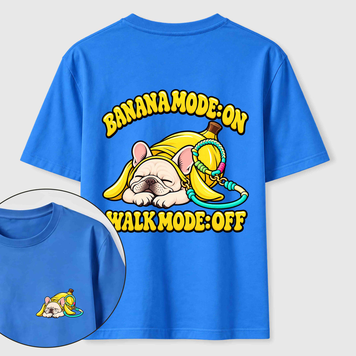 PetTaxClub Banana Mode French Bulldog Classic T-Shirt（Two Sided Print）