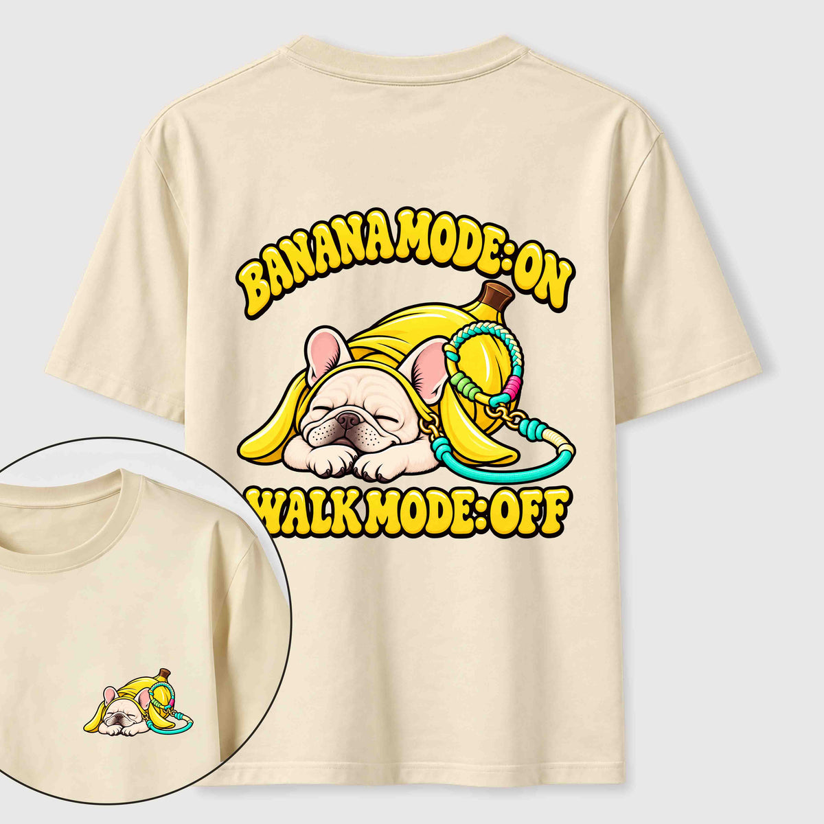 PetTaxClub Banana Mode French Bulldog Classic T-Shirt（Two Sided Print）