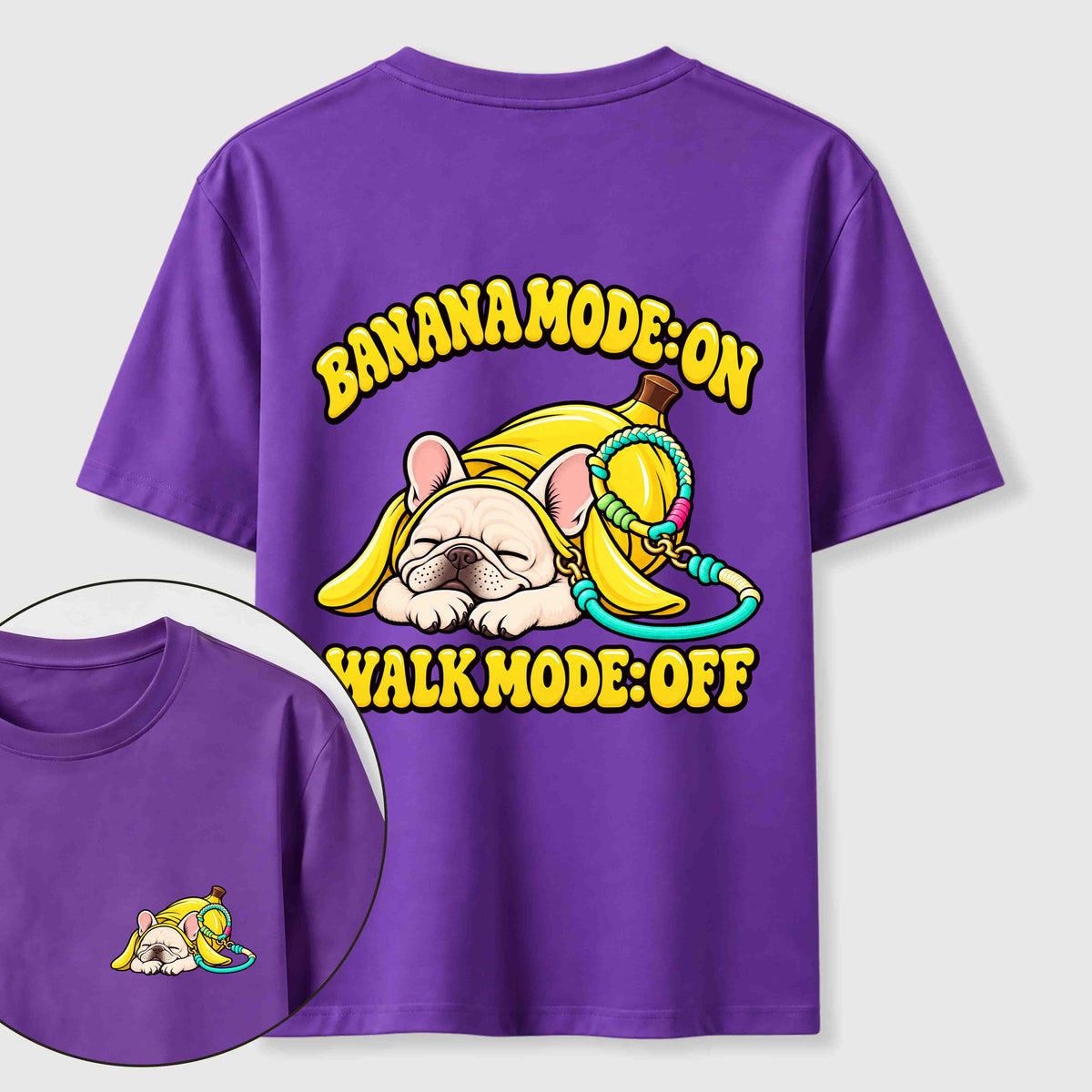 PetTaxClub Banana Mode French Bulldog Classic T-Shirt（Two Sided Print）