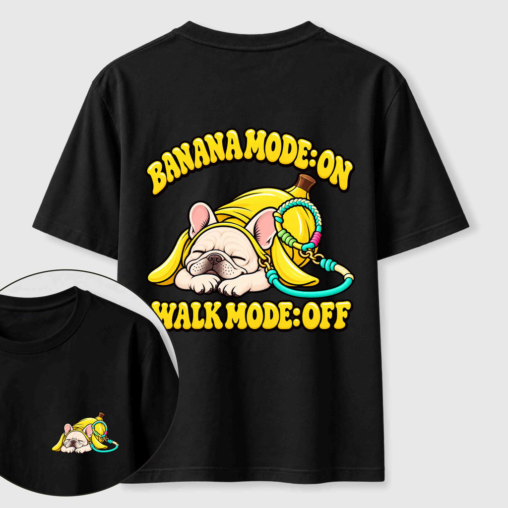 PetTaxClub Banana Mode French Bulldog Classic T-Shirt（Two Sided Print）