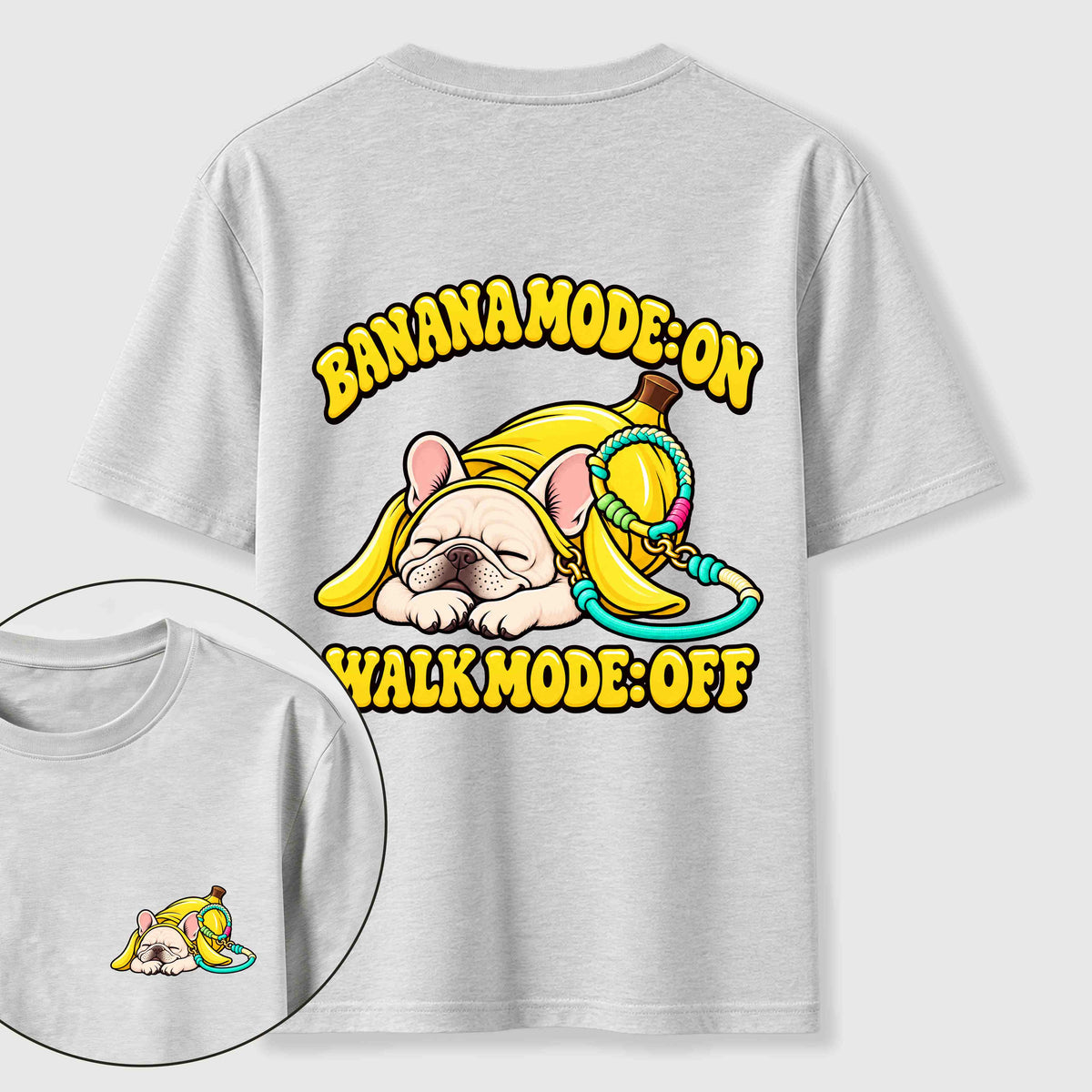 PetTaxClub Banana Mode French Bulldog Classic T-Shirt（Two Sided Print）