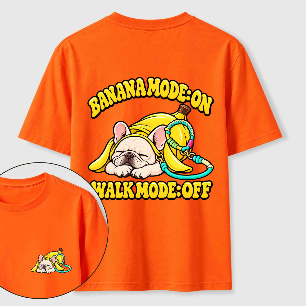 PetTaxClub Banana Mode French Bulldog Classic T-Shirt（Two Sided Print）