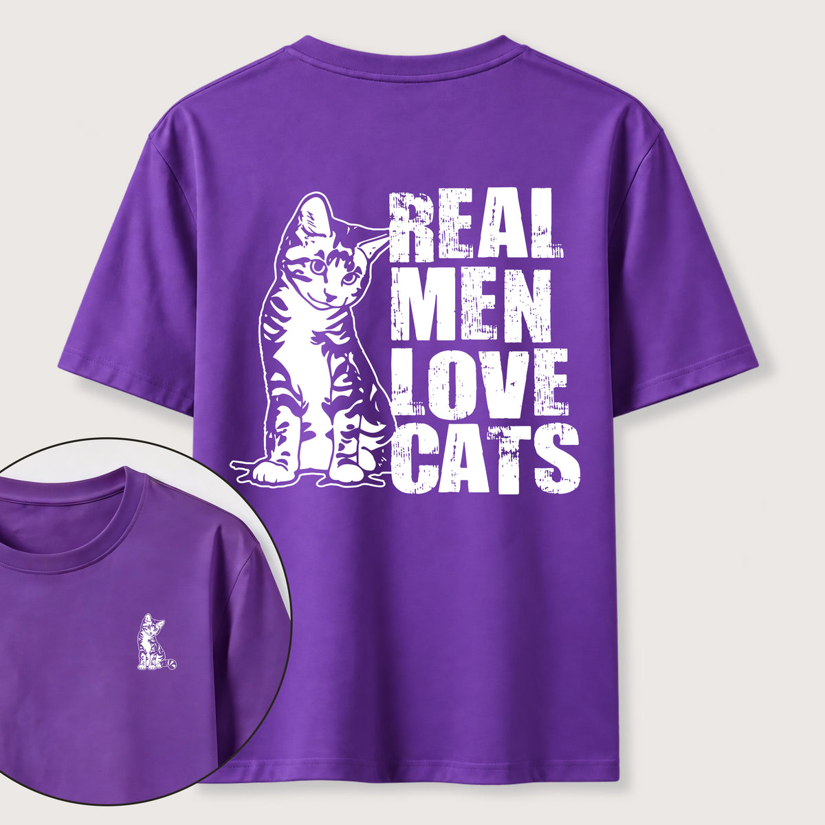 PetTaxClub Even Tough Guys Love Cats Classic T-Shirt（Two Sided Print）