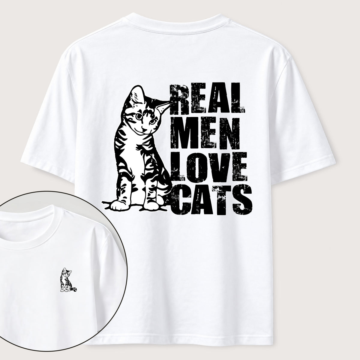 PetTaxClub Even Tough Guys Love Cats Classic T-Shirt（Two Sided Print）