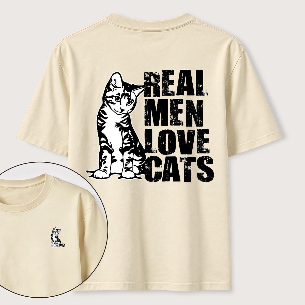PetTaxClub Even Tough Guys Love Cats Classic T-Shirt（Two Sided Print）