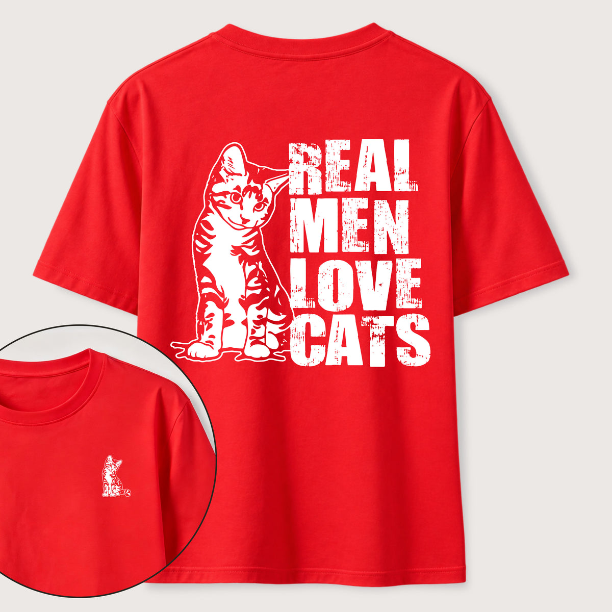 PetTaxClub Even Tough Guys Love Cats Classic T-Shirt（Two Sided Print）