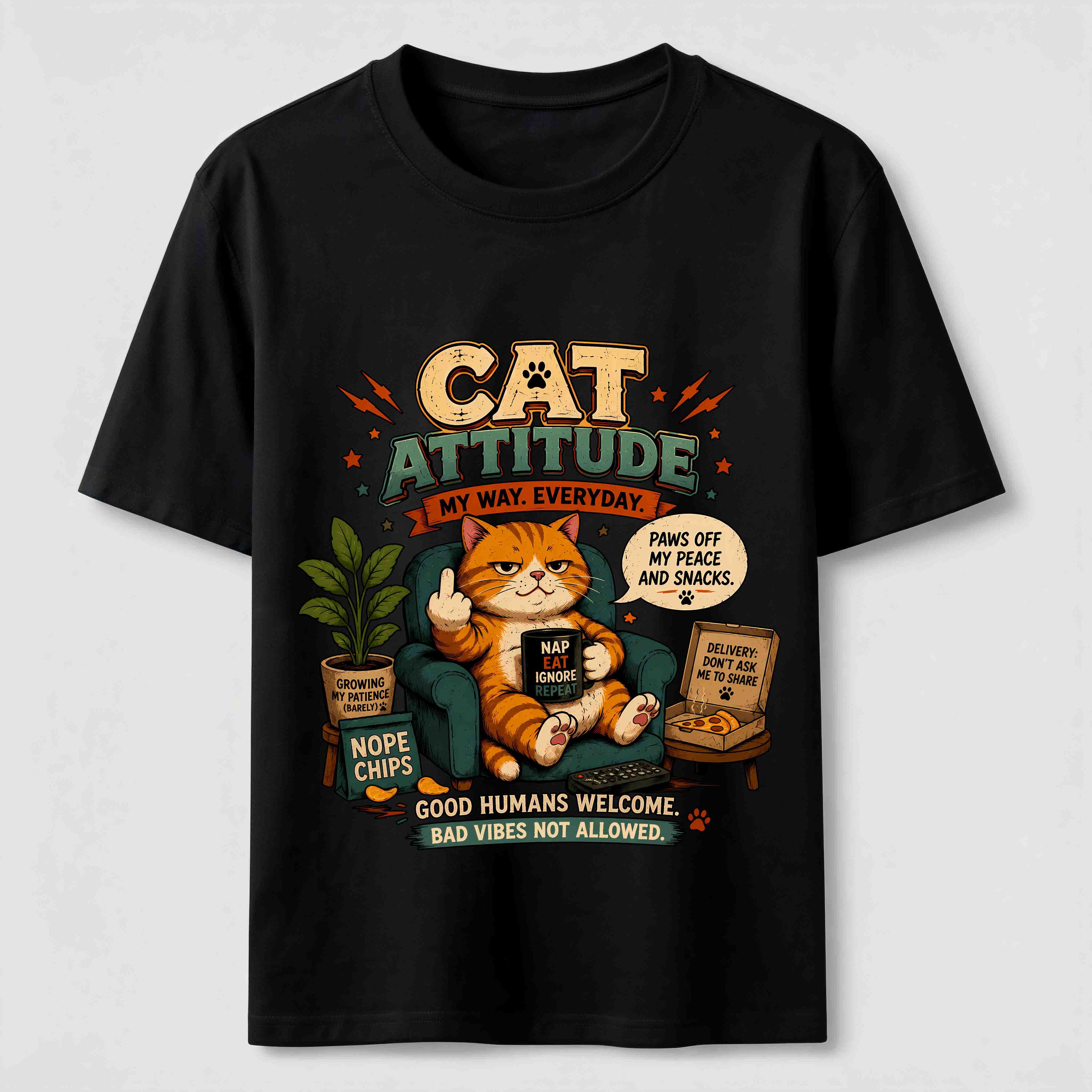 Cat Attitude Graphic Tee