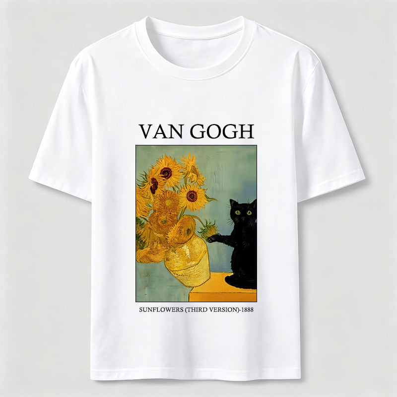PetTaxClub Van Gogh Sunflowers Black Cat Classic T-Shirt