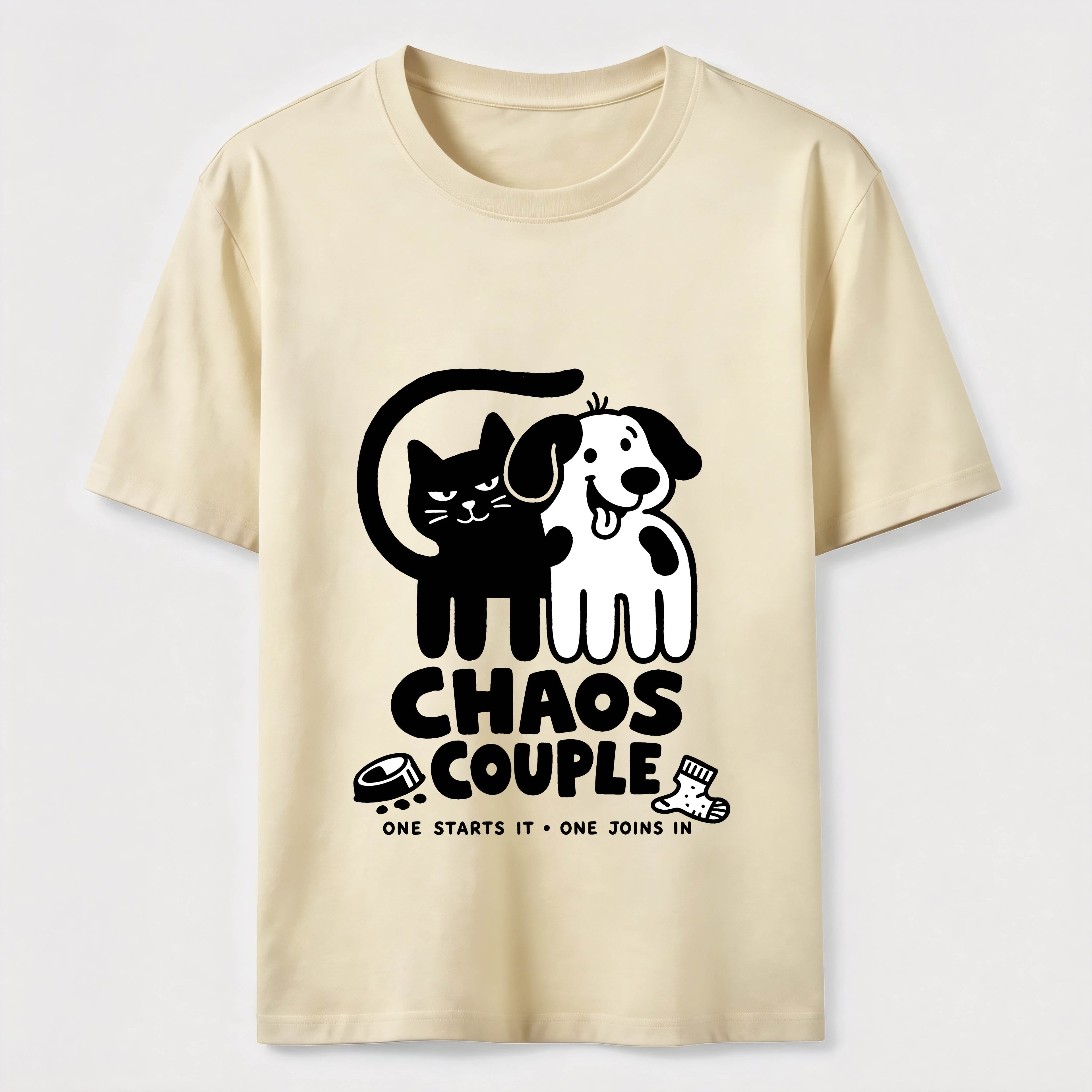 Chaos Couple Cat And Dog Tee